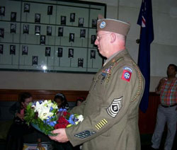 Presenting a wreath at the museum on Memorial day