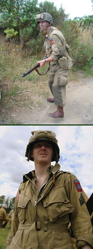 Paratrooper on patrol and specialised jump tunic of the US Airborne